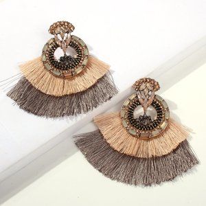 Art Deco Rhinestone Earrings in Taupe and Khaki 5 Star Rated
